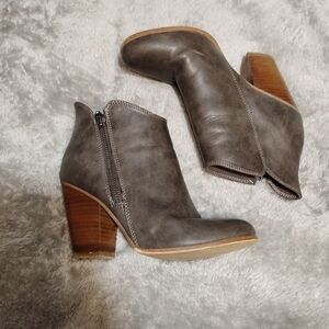 Michael Simon Gray and Brown Ankle Booties with Side Zipper